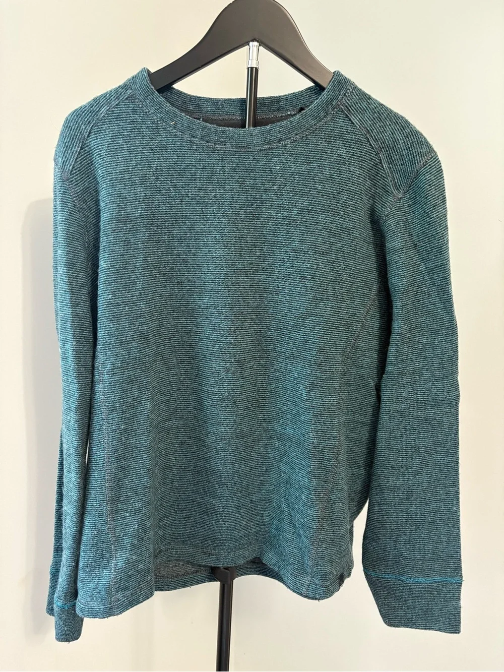 prAna Men Small Wool Blend Crewneck Sweater Green Breathe Gorpcore Flaw